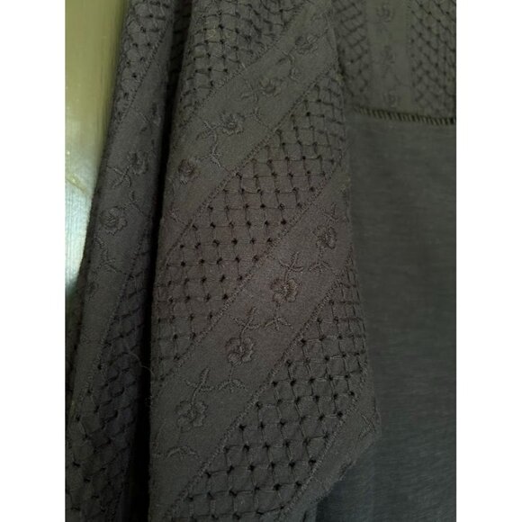 Loft Navy Blue Embroidered Cotton Blouse With Balloon Sleeves S - Picture 8 of 8